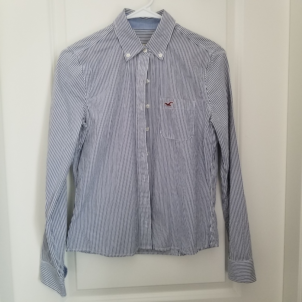 Hollister Striped Blue White Shirt Button Up